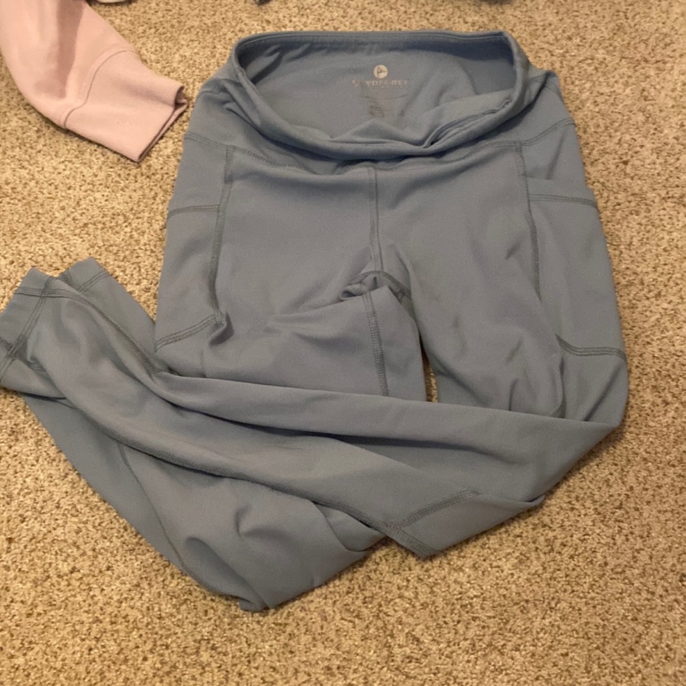 Full length leggings, pretty grey blue, size small
